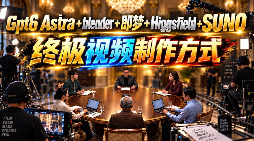 GPT-6 Astra+Blender+即梦+Higgsfield+Suno=终极视频制作方式！-多课资源站