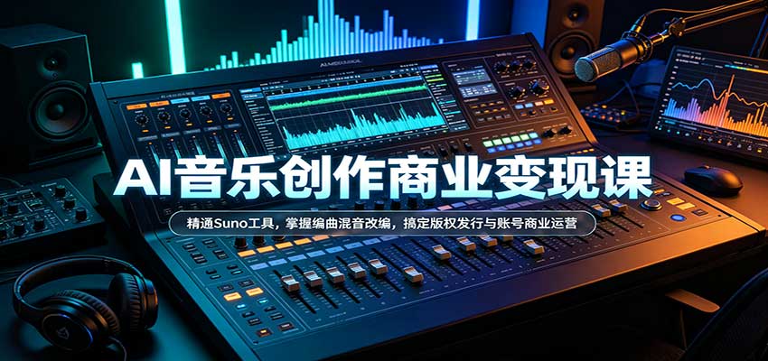 AI音乐创作商业变现课：精通Suno工具，掌握编曲混音改编，搞定版权发行与账号商业运营-怪兽网创俱乐部