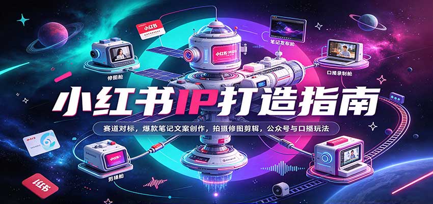 小红书IP打造指南：赛道对标，爆款笔记文案创作，拍摄修图剪辑，公众号与口播玩法-怪兽网创俱乐部