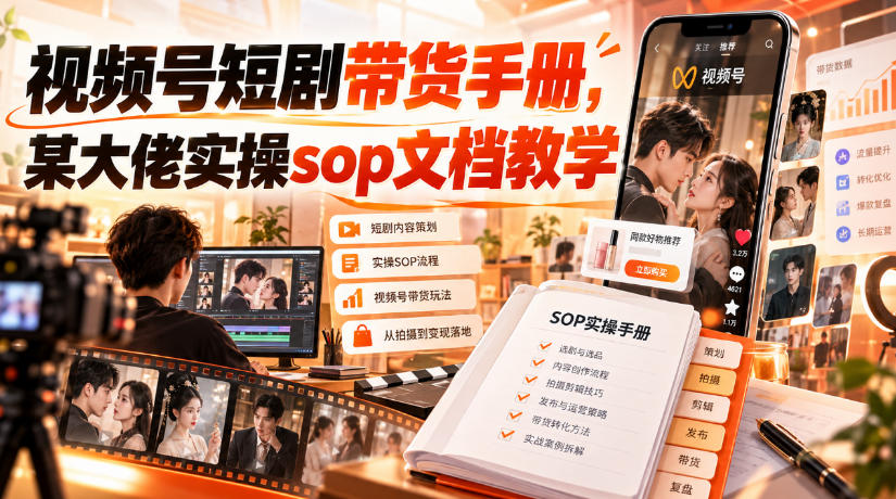 视频号短剧带货手册，某大佬实操sop文档教学-怪兽网创俱乐部