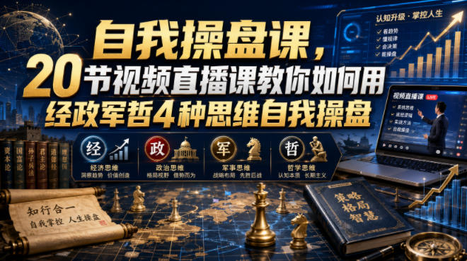 【无水印】自我操盘课,20节视频直播课教你如何用经政军哲4种思维自我操盘(更新0924)-网创百晓生