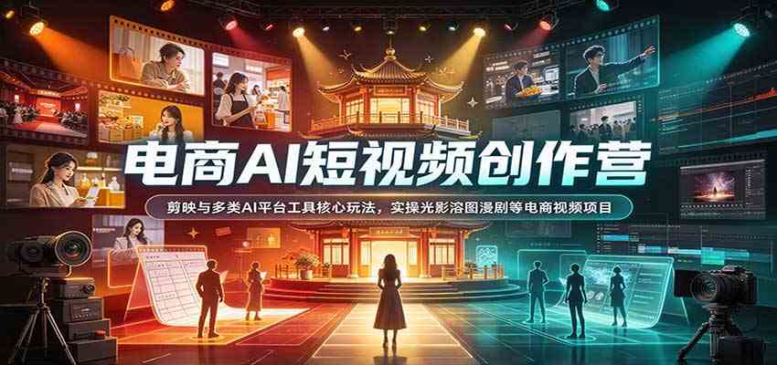 电商AI短视频创作营:剪映与多类AI平台工具核心玩法,实操光影溶图漫剧等电商视频项目 电商AI短视频创作营:剪映与多类AI平台工具核心玩法,实操光影溶图漫剧等电商视频项目