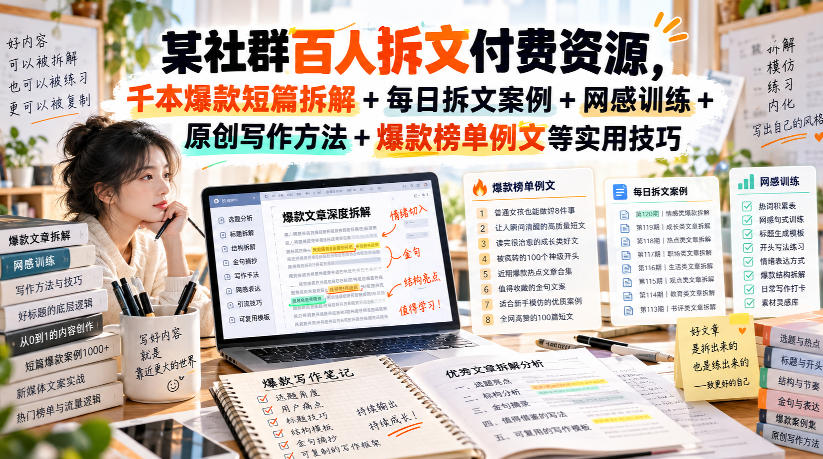 某社群百人拆文付费资源，千本爆款短篇拆解+每日拆文案例+网感训练+原创写作方法+爆款榜单例文等实用技巧(持续更新)-邪修侠 - 演示
