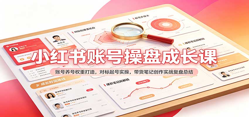 小红书账号操盘成长课：账号养号权重打造，对标起号实操，带货笔记创作实战复盘总结-邪修侠 - 演示