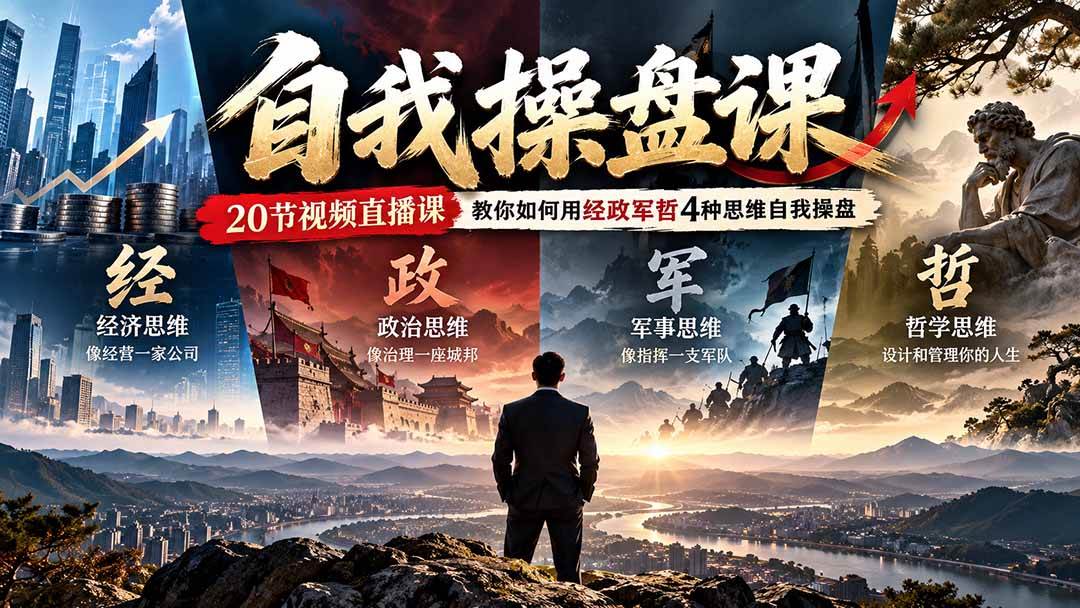 （20626期）【无水印】自我操盘课，20节视频直播课教你如何用经政军哲4种思维自我操盘（更新0924）-网创百晓生