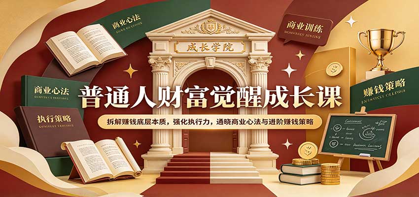 普通人财富觉醒成长课：拆解赚钱底层本质，强化执行力，通晓商业心法与进阶赚钱策略-怪兽网创俱乐部