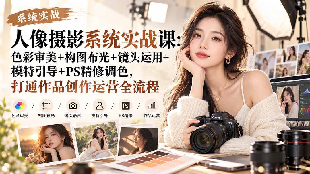 （20623期）【无水印】人像摄影系统实战课：色彩审美+构图布光+镜头运用+模特引导+PS精修调色，打通作品创作运营全流程-邪修侠 - 演示