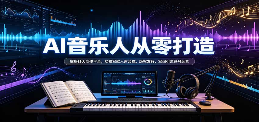 AI音乐人从零打造：解析各大创作平台，实操写歌人声合成，版权发行，写词引流账号运营-邪修侠 - 演示
