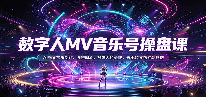 数字人MV音乐号操盘课：AI图文音乐制作，分镜脚本，对嘴人脸处理，去水印零粉挂载热榜-邪修侠 - 演示
