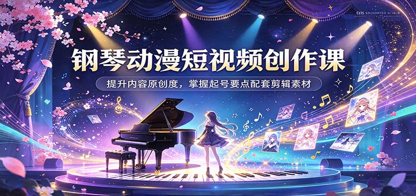 钢琴动漫短视频创作课：提升内容原创度，掌握起号要点配套剪辑素材-邪修侠 - 演示