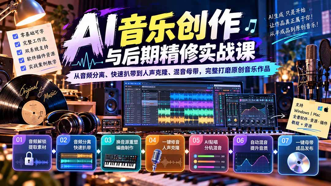 （20652期）AI音乐创作与后期精修实战课：从音频分离、快速扒带到人声克隆、混音母带，完整打磨原创音乐作品-邪修侠 - 演示