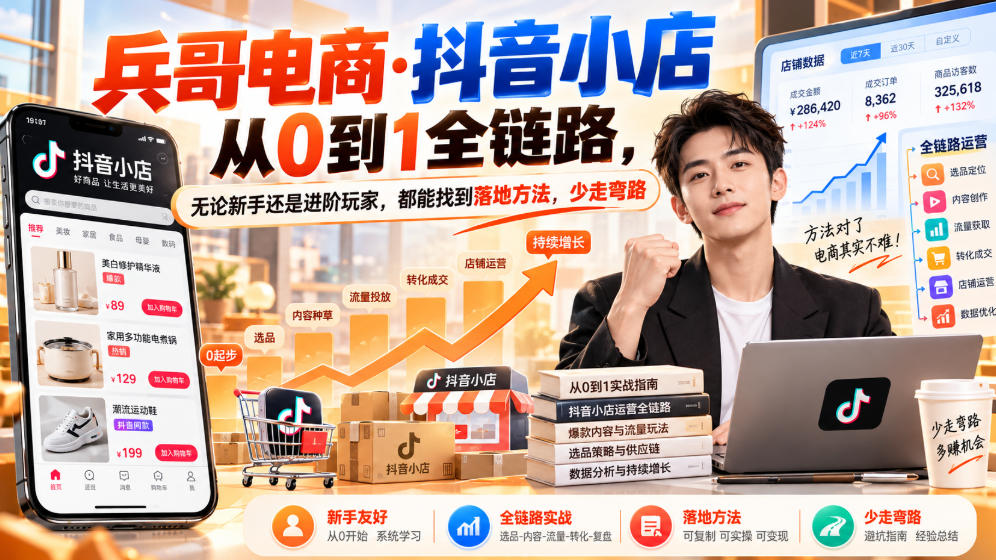 【无水印】兵哥电商·抖音小店从0到1全链路，无论新手还是进阶玩家，都能找到落地方法，少走弯路（更新9月）-邪修侠 - 演示