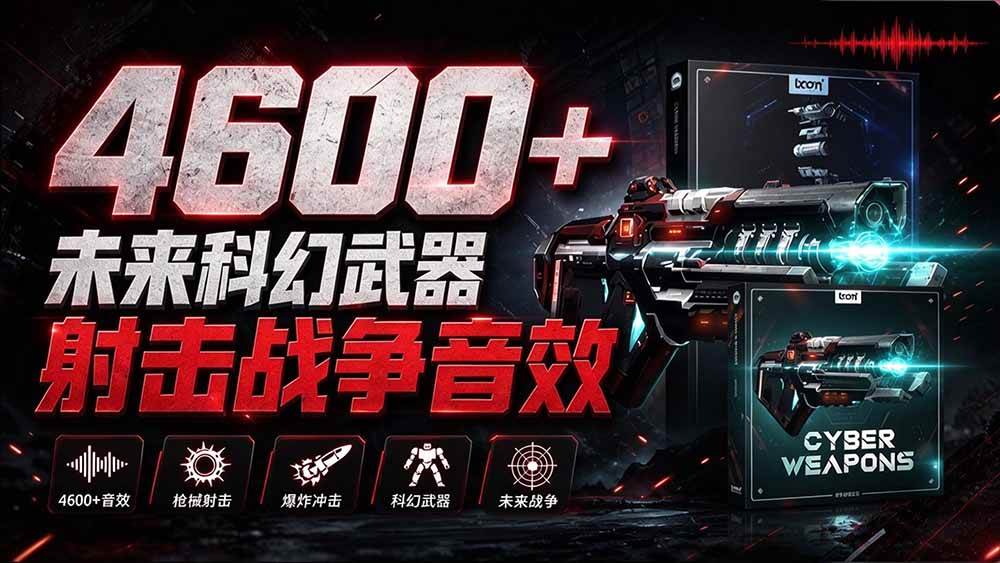 （20696期）顶级音效合集！4600+种未来科幻武器开枪射击战斗音效素材合集，全部中文汉化 Boom Library – Cyber W-网创百晓生