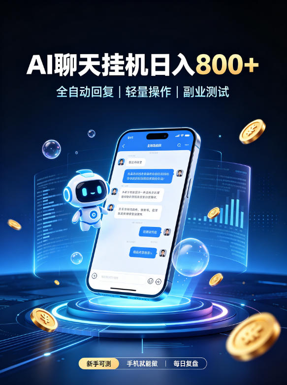 AI聊天挂G项目，日入800➕，全自动操作，适用个人副业，支持工作室矩阵操作【揭秘】-怪兽网创俱乐部
