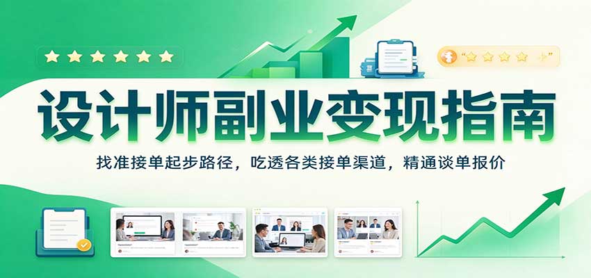 设计师副业变现指南：找准接单起步路径，吃透各类接单渠道，精通谈单报价-怪兽网创俱乐部