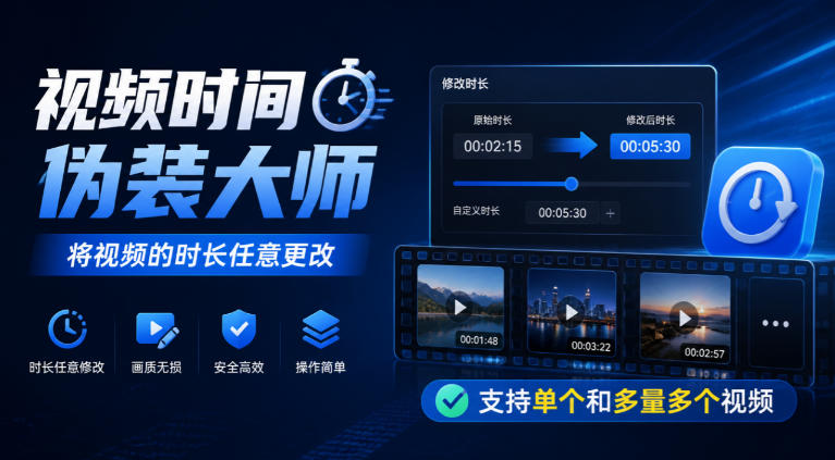 视频时间伪装大师，将视频的时长任意更改，支持单个和多量多个视频-邪修侠 - 演示