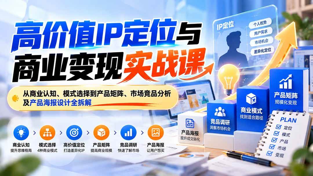 （20715期）高价值IP定位与商业变现实战课：从商业认知、模式选择到产品矩阵、市场竞品分析及产品海报设计全拆解-邪修侠 - 演示