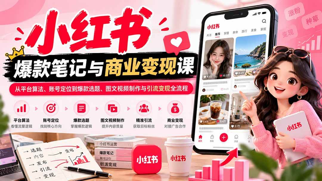 （20709期）2026小红书爆款笔记与商业变现课：从平台算法、账号定位到爆款选题、图文视频制作与引流变现全流程-邪修侠 - 演示