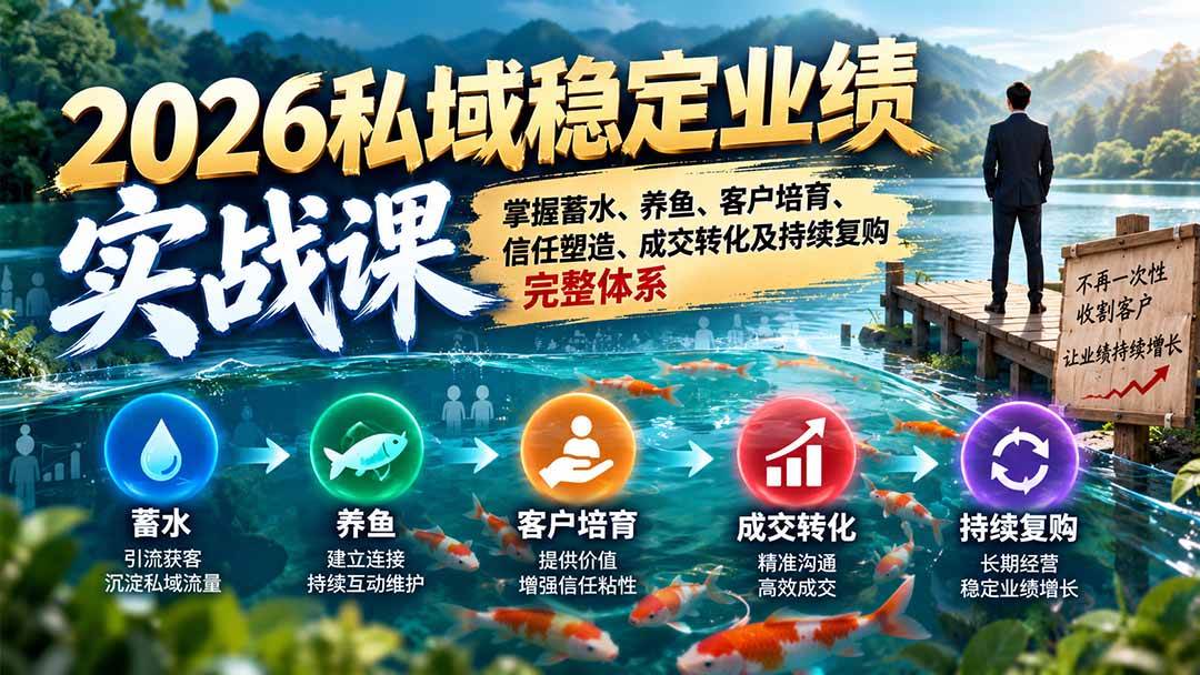 （20710期）2026私域稳定业绩实战课：掌握蓄水、养鱼、客户培育、信任塑造、成交转化及持续复购完整体系-邪修侠 - 演示