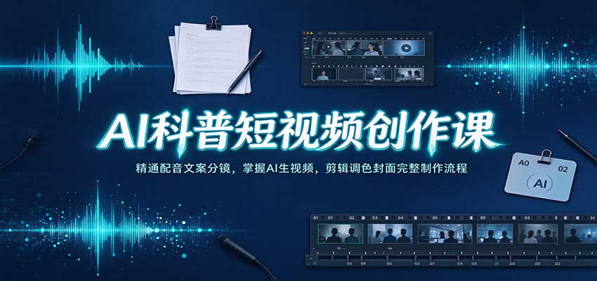 AI科普短视频创作课：精通配音文案分镜，掌握AI生视频，剪辑调色封面完整制作流程-邪修侠 - 演示