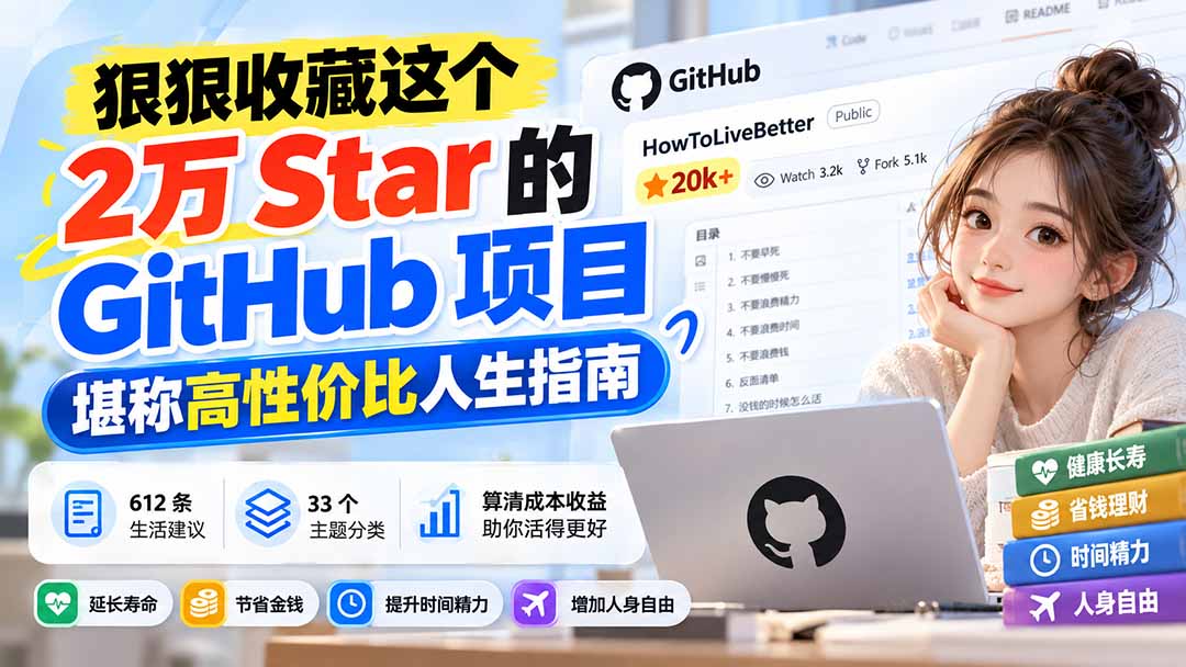 狠狠收藏这个 2 万 Star 的 GitHub 项目,堪称高性价比人生指南。-副业资源网
