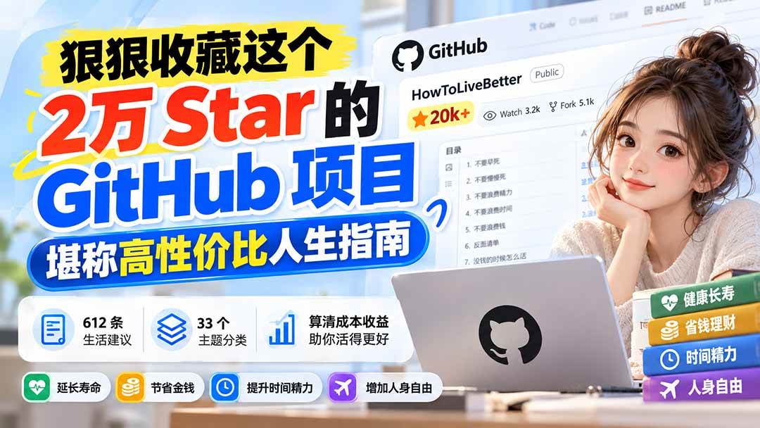 （20726期）狠狠收藏这个 2 万 Star 的 GitHub 项目，堪称高性价比人生指南。-网创百晓生
