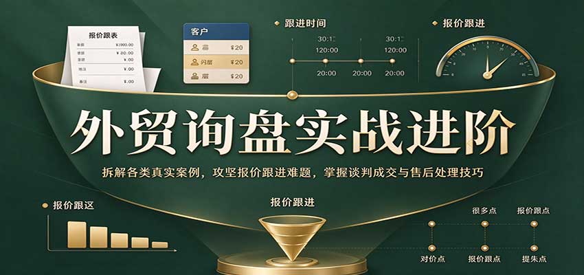 外贸询盘实战进阶:拆解各类真实案例,攻克报价跟进难题,掌握谈判成交与售后处理技巧-邪修侠