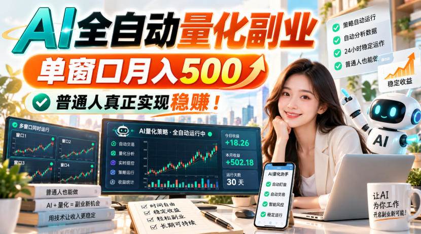 （20735期）AI全自动量化副业，单窗口月入500，普通人真正实现稳赚！-邪修侠 - 演示