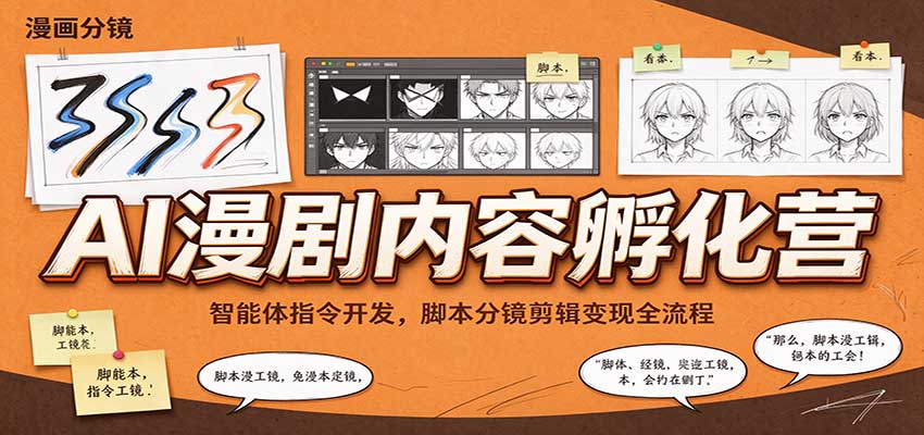 AI漫剧内容孵化营：智能体指令开发，脚本分镜剪辑变现全流程-邪修侠