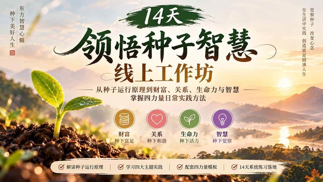 （20756期）14天领悟种子智慧线上工作坊｜从种子运行原理到财富、关系、生命力与智慧，掌握四力量日常实践方法-怪兽网创俱乐部