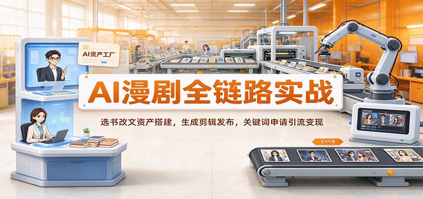 AI漫剧全链路实战：选书改文资产搭建，生成剪辑发布，关键词申请引流变现-副业资源网