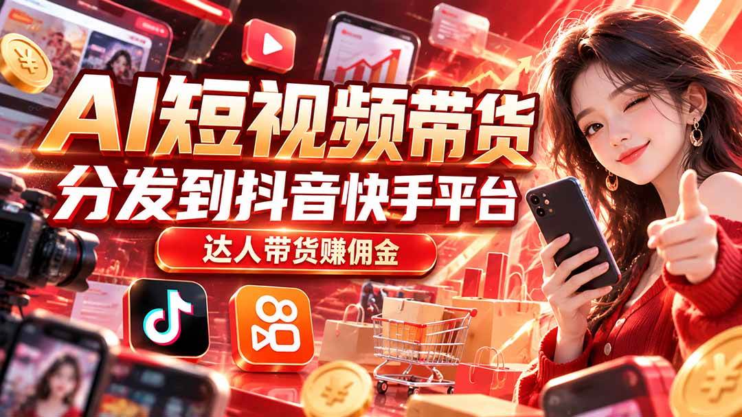 (20754期)【AI短视频带货】分发到抖音快手平台,达人带货赚佣金 (20754期)【AI短视频带货】分发到抖音快手平台,达人带货赚佣金