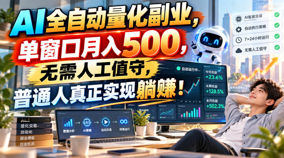 AI全自动量化副业,单窗口月入500,无需人工值守,普通人真正实现躺賺!【揭秘】 AI全自动量化副业,单窗口月入500,无需人工值守,普通人真正实现躺賺!【揭秘】