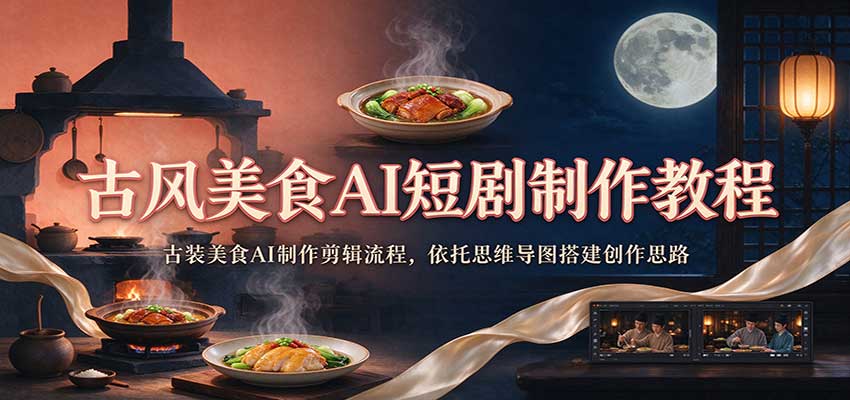 古风美食AI短剧制作教程：古装美食AI制作剪辑流程，依托思维导图搭建创作思路-邪修侠