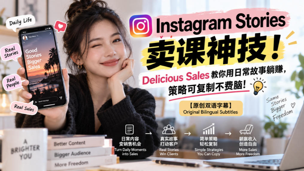 Instagram Stories卖课神技!Delicious Sales教你用日常故事躺賺,策略可复制不费脑!【原创双语字幕】 Instagram Stories卖课神技!Delicious Sales教你用日常故事躺賺,策略可复制不费脑!【原创双语字幕】