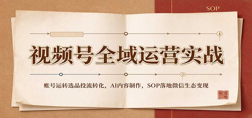 视频号全域运营实战:账号运转选品投流转化,AI内容制作,SOP落地微信生态变现-邪修侠