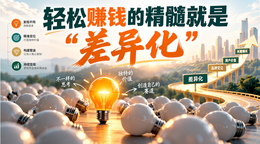 某公众号付费文章:轻松賺钱的精髓就是“差异化”-副业资源网