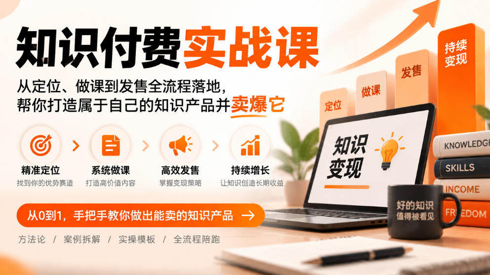知识付费实战课:从定位、做课到发售全流程落地,帮你打造属于自己的知识产品并卖爆它-副业资源网