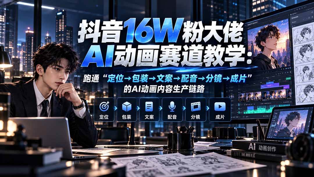 (20791期)抖音16W粉大佬规则门禁AI动画赛道教学:跑通“定位→包装→文案→配音→分镜→成片”的AI动画内容生产链路 (20791期)抖音16W粉大佬规则门禁AI动画赛道教学:跑通“定位→包装→文案→配音→分镜→成片”的AI动画内容生产链路