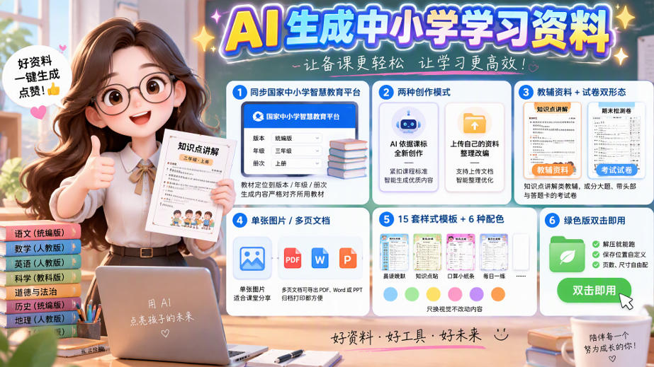 孩子的教辅别再乱买了：同步国家中小学智慧平台，AI一键生成图文教辅和试卷-邪修侠