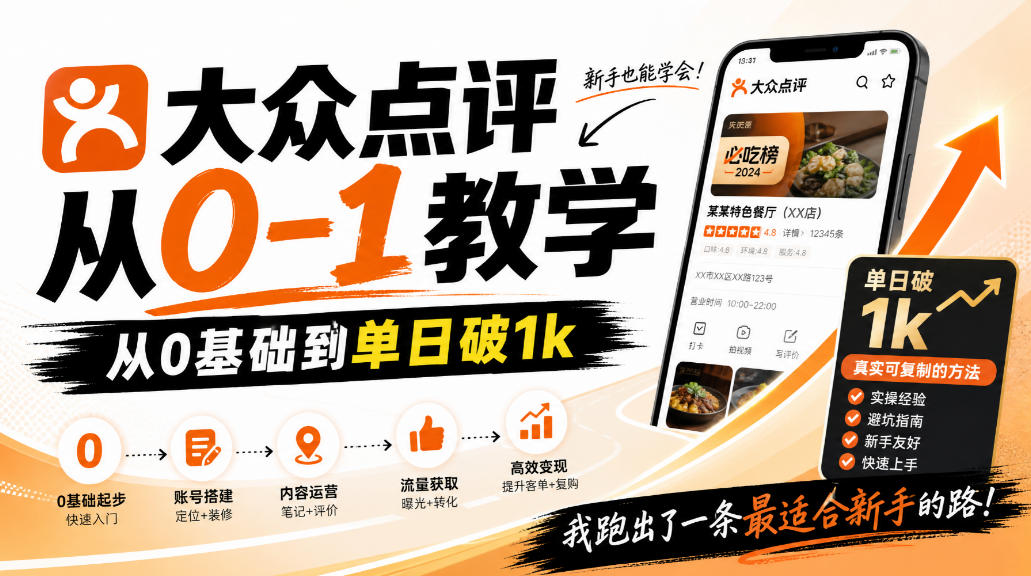 大众点评分成从0-1教学,从0基础到单日破1k,我跑出了一条最适合新手的路 大众点评分成从0-1教学,从0基础到单日破1k,我跑出了一条最适合新手的路
