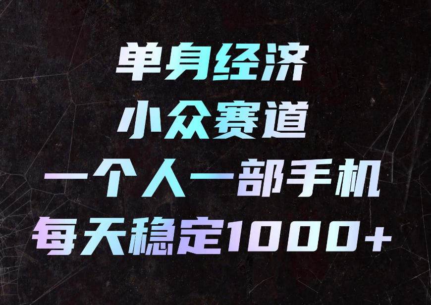 单身经济小众赛道,一个人一部手机,每天稳定1000+,利用下班碎片时间即可【揭秘】-邪修侠