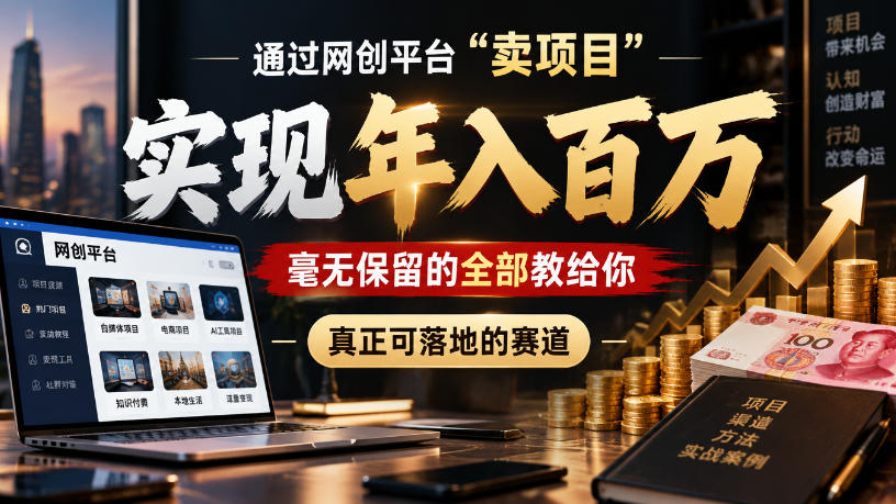 通过网创平台“卖项目”实现年入100w,毫无保留的全部教给你,真正可落地的赛道【揭秘】-邪修侠