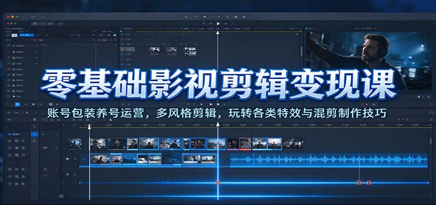 零基础影视剪辑变现课:账号包装养号运营,多风格剪辑,玩转各类特效与混剪制作技巧-邪修侠