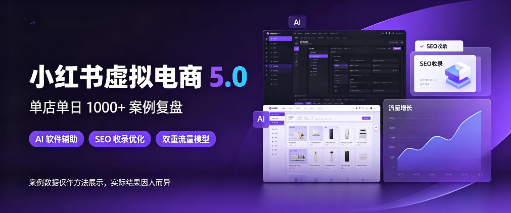 小红书虚拟电商5.0,单店单日1000+,AI软件+SEO收录,双重流量稳定出单【揭秘】-邪修侠