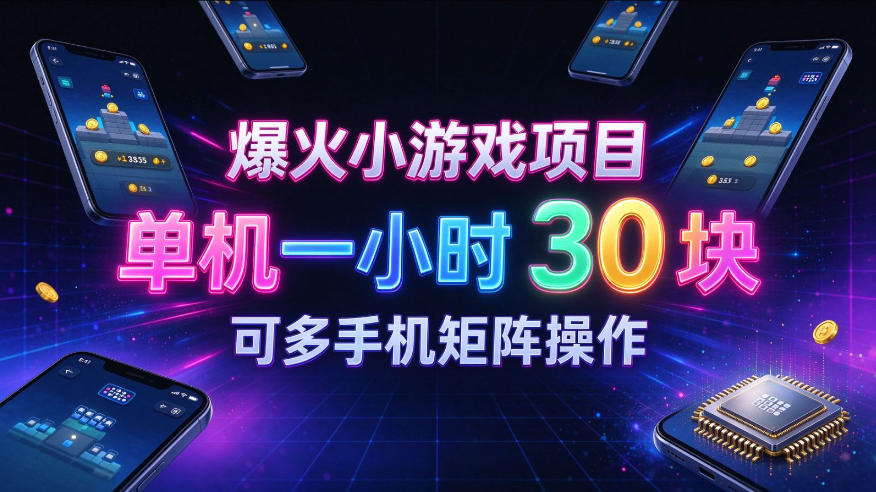 爆火小游戏撸金项目,实测单机一小时30+,可多手机矩阵操作,新手看完一遍就能上手【揭秘】 爆火小游戏撸金项目,实测单机一小时30+,可多手机矩阵操作,新手看完一遍就能上手【揭秘】