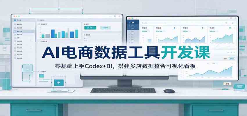 AI电商数据工具开发课:零基础上手Codex+BI,搭建多店数据整合可视化看板-副业资源网
