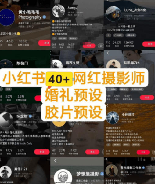 独家高质量调色素材合集!精选小红书40+多位网红婚礼/人像/风光摄影师的预设,按姓名整理,建议收藏! 独家高质量调色素材合集!精选小红书40+多位网红婚礼/人像/风光摄影师的预设,按姓名整理,建议收藏!