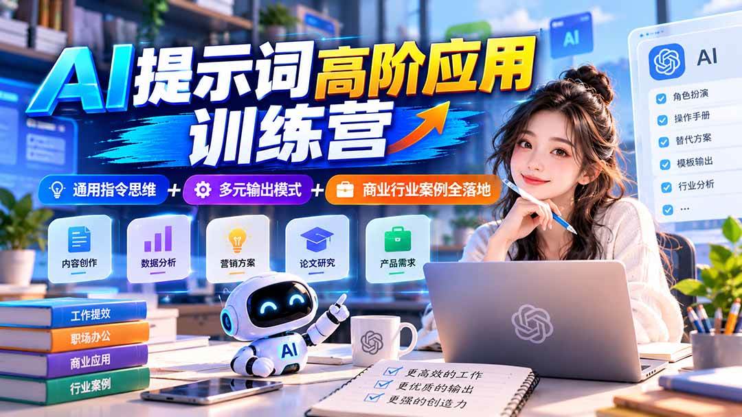 （20823期）【无水印】AI提示词高阶应用训练营｜通用指令思维+多元输出模式+商业行业案例全落地-邪修侠