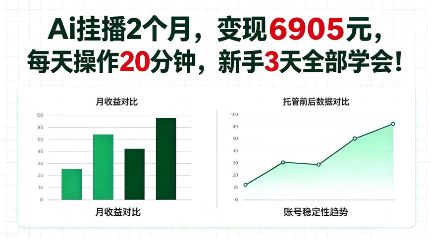 Ai挂播2个月，变现6905，每天操作20分钟，新手也可以做！【揭秘】-副业资源网